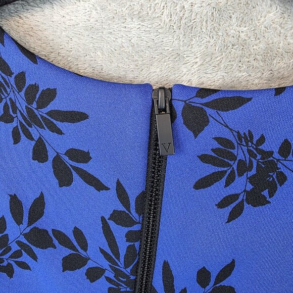 Vince Camuto Dress Womens Small Blue Black Sleeveless Floral Fit Flare Stretch - Picture 10 of 10